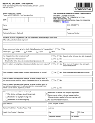 Form SFN4569 Medical Examination Report - North Dakota