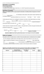 Form 2-C &quot;Declaration of Candidacy - Party Primary Election for United States Senator&quot; - Ohio