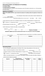 Form 3-F &quot;Nominating Petition and Statement of Candidacy for District Office for Representative to Congress&quot; - Ohio