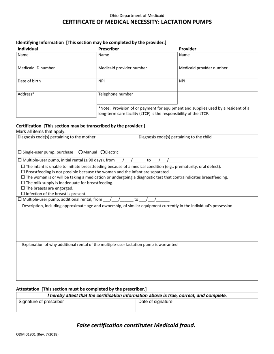 Form ODM01901 - Fill Out, Sign Online and Download Fillable PDF, Ohio ...