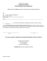 Document preview: Form ODM10273 Voluntary Termination of Ohio Medicaid Provider Agreement - Ohio