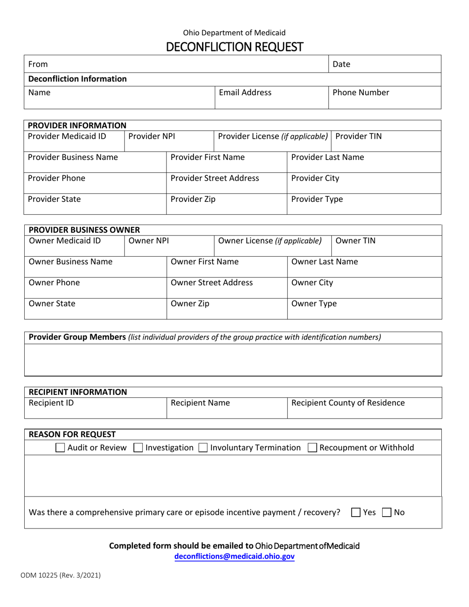 Form ODM10225 - Fill Out, Sign Online and Download Fillable PDF, Ohio ...