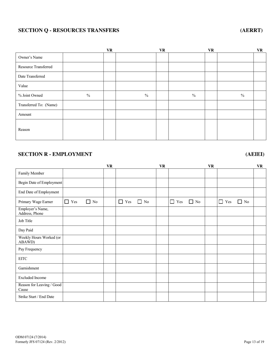 Form ODM07124 Download Fillable PDF or Fill Online Eligibility ...