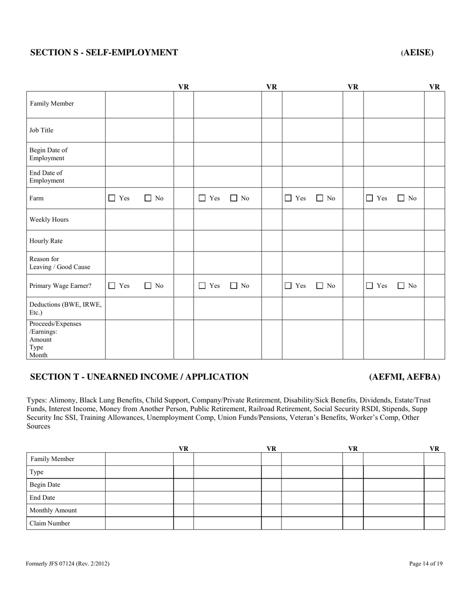 Form ODM07124 Eligibility Information Worksheet for Nursing Home and Home  Community Based Services (Hcbs) Waivers - Ohio, Page 14