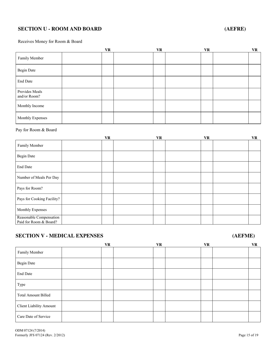 Form ODM07124 Eligibility Information Worksheet for Nursing Home and Home  Community Based Services (Hcbs) Waivers - Ohio, Page 15