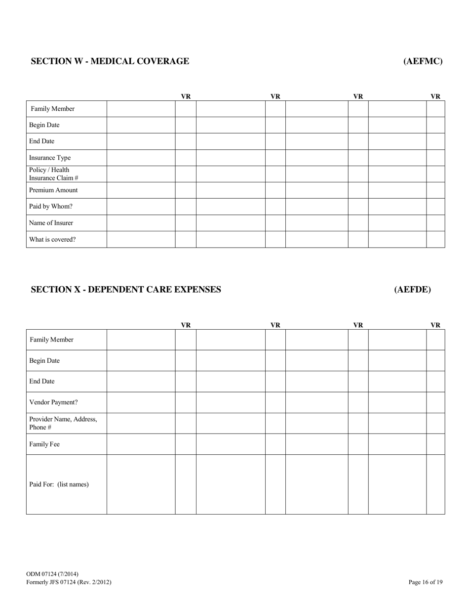 Form ODM07124 Eligibility Information Worksheet for Nursing Home and Home  Community Based Services (Hcbs) Waivers - Ohio, Page 16