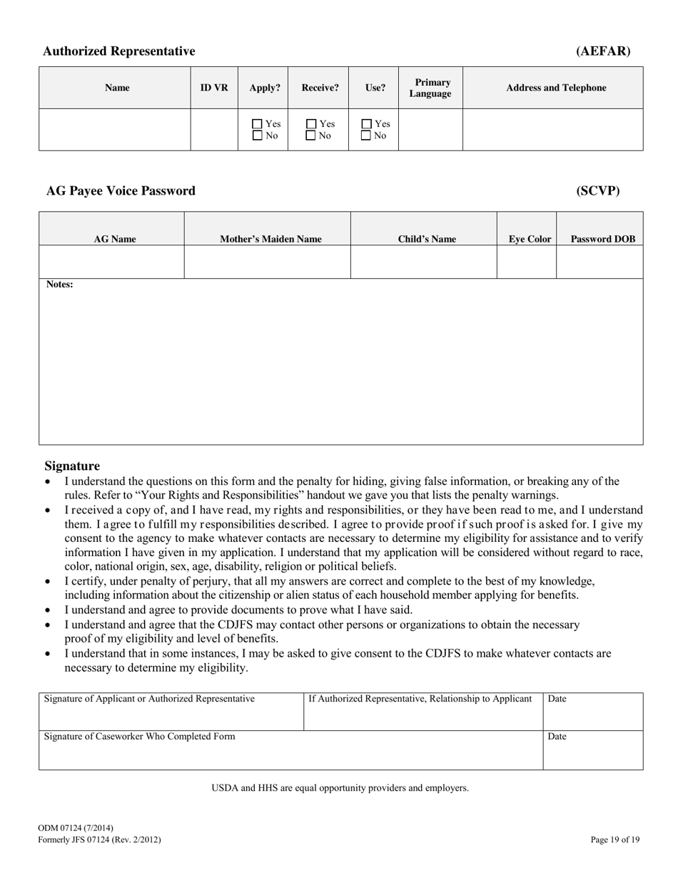 Form ODM07124 Eligibility Information Worksheet for Nursing Home and Home  Community Based Services (Hcbs) Waivers - Ohio, Page 19