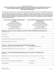 Form ODM03620 Exiting Information and Forwarding Instructions From Long-Term Care Facility Operators/Providers (Nfs and Icfs-Mr) Discontinuing Participation in the Ohio Medicaid Program - Ohio