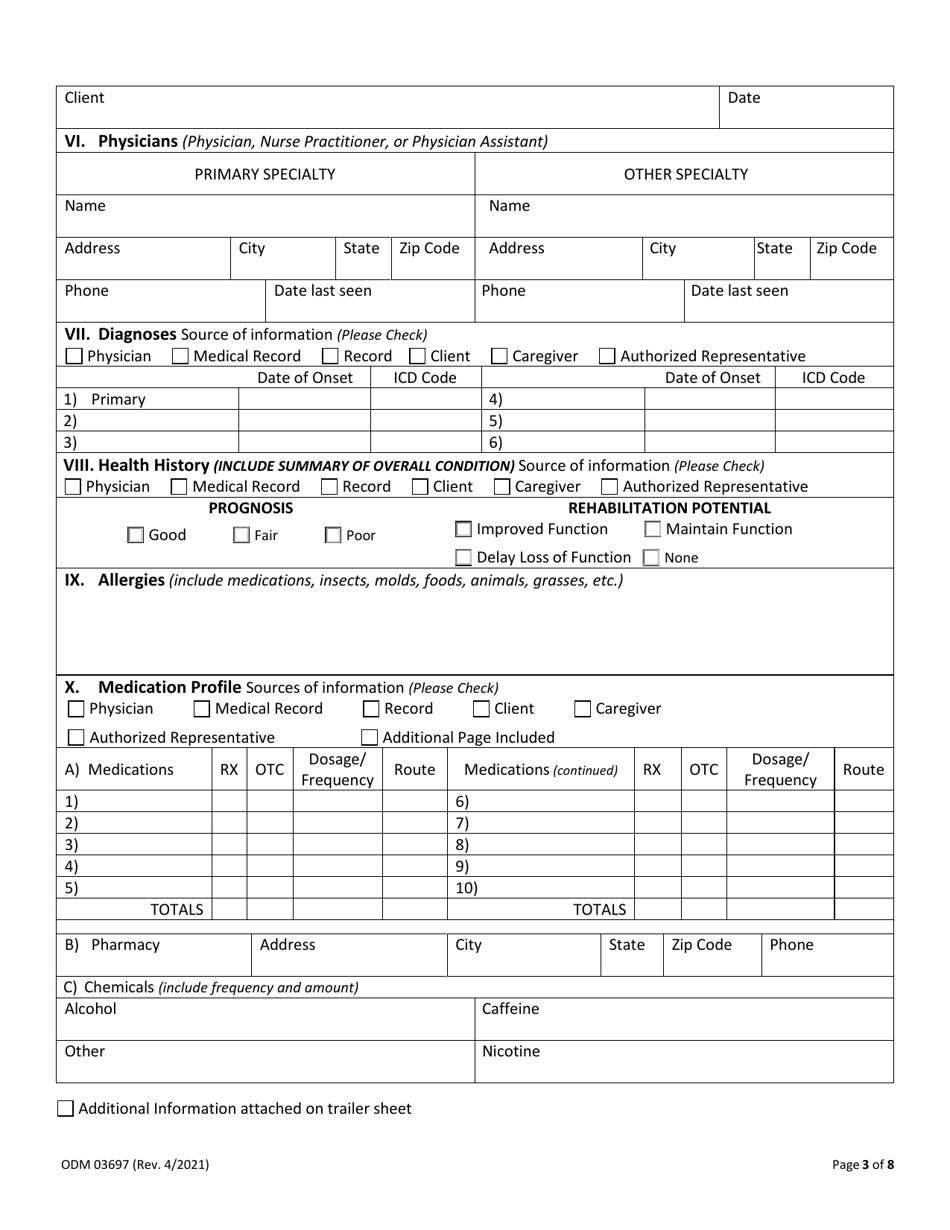 Form ODM03697 Level of Care Assessment - Ohio, Page 3