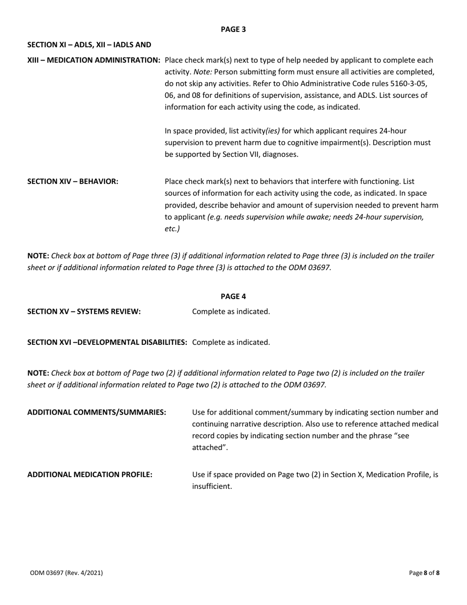 Form ODM03697 Level of Care Assessment - Ohio, Page 8