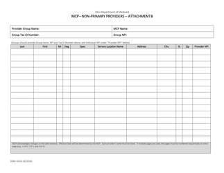 Document preview: Form ODM10232 Attachment B Mcp - Non-primary Providers - Ohio