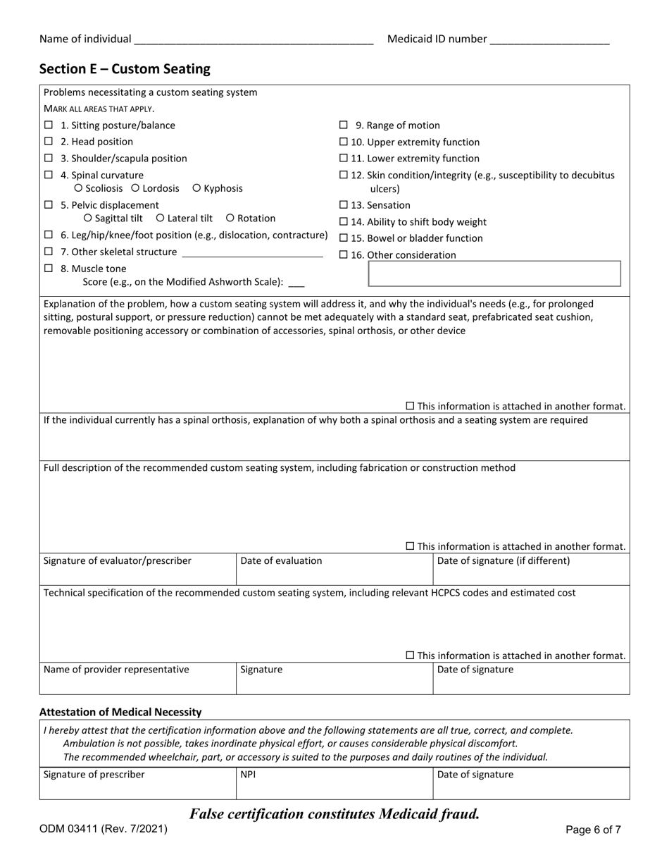 Form ODM03411 Fill Out, Sign Online and Download Fillable PDF, Ohio