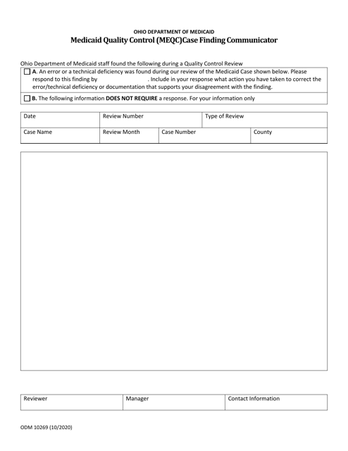 Form ODM10269  Printable Pdf