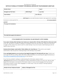 Document preview: Form ODM04046 Notice of Denial of Payment for Medical Services by Your Managed Care Plan - Ohio