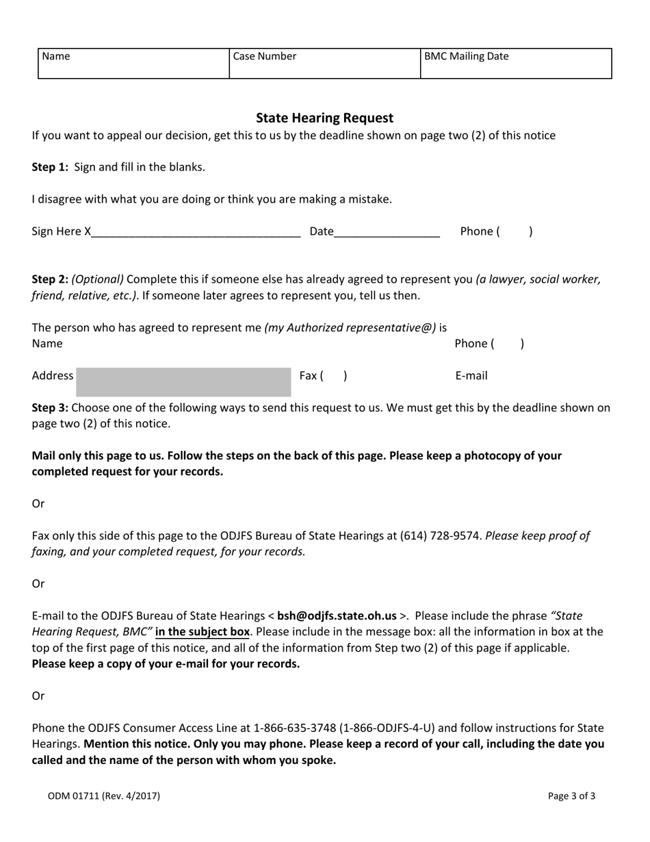 Form ODM01711 Notice of Denial of Your Request to Terminate Membership in Your Managed Care Plan for just Cause From the Bureau of Managed Care - Ohio, Page 3