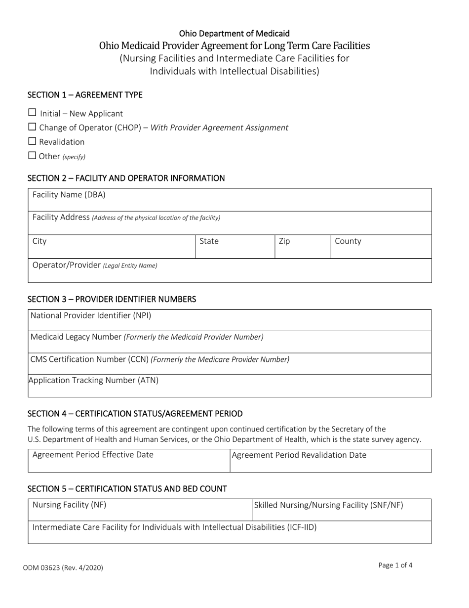 Form ODM03623 - Fill Out, Sign Online and Download Fillable PDF, Ohio ...