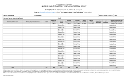 Document preview: Form ODM10228 Nursing Facility Quarterly Ventilator Program Report - Ohio