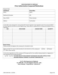 Document preview: Form ODM10184 Prior Authorization Compound Medications - Ohio