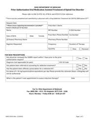 Form ODM10243 Prior Authorization Oral Medication Assisted Treatment of Opioid Use Disorder - Ohio
