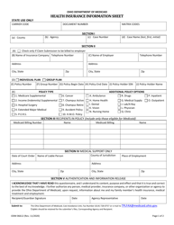 Form ODM06612 Health Insurance Information Sheet - Ohio