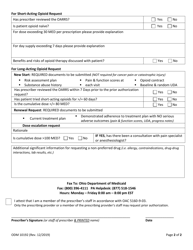 Form ODM10192 Request for Rx Prior Authorization Short-Acting or Long-Acting Opioid Medication - Ohio, Page 2