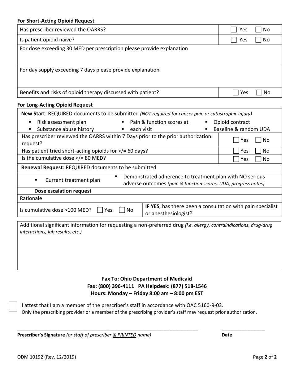 Form ODM10192 - Fill Out, Sign Online and Download Fillable PDF, Ohio ...