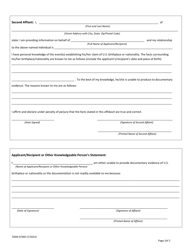Form ODM07405 Third Party Affidavit of Birthplace or Nationality - Ohio, Page 2