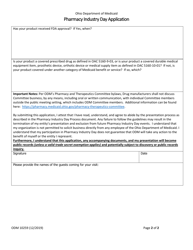 Form ODM10259 Pharmacy Industry Day Application - Ohio, Page 2