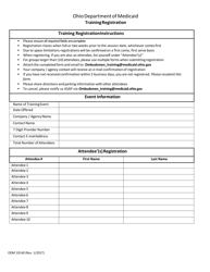 Document preview: Form ODM10140 Training Registration - Ohio