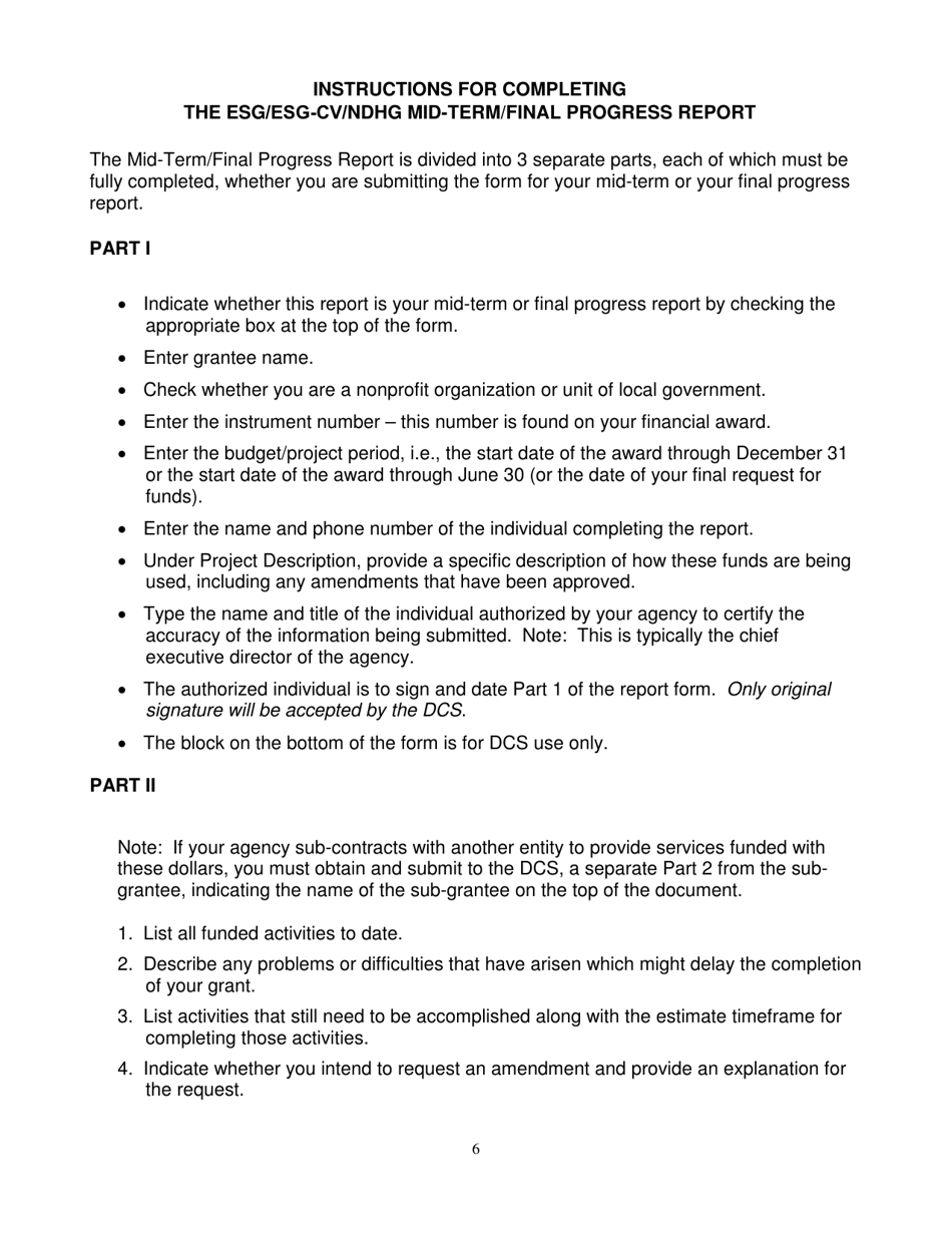 Form SFN52677 Esg-Cv / Ndhg Mid-term / Final Progress Report - North Dakota, Page 6