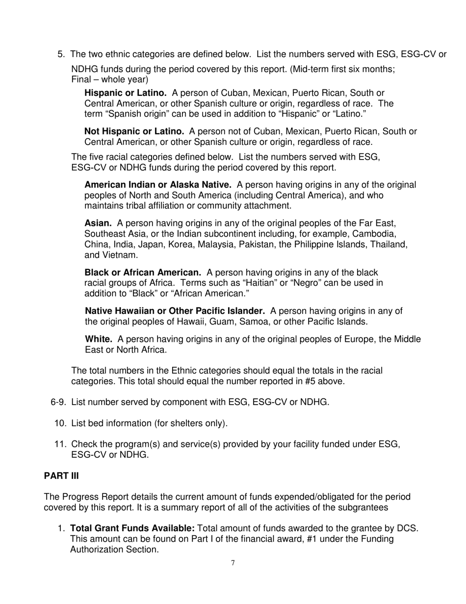 Form SFN52677 Esg-Cv / Ndhg Mid-term / Final Progress Report - North Dakota, Page 7