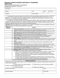 Form SFN61266 &quot;Esg/Esg-Cv/Ndhg Housing Habitability Standards Inspection&quot; - North Dakota