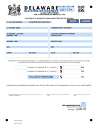Document preview: Form GRT-TPA Claim for Revision for Other Tobacco Product Tax - Delaware