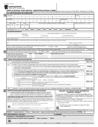 Form DL-54A Application for Initial Identification Card - Pennsylvania