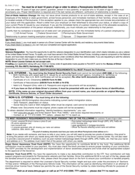 Form DL-54A Application for Initial Identification Card - Pennsylvania, Page 2