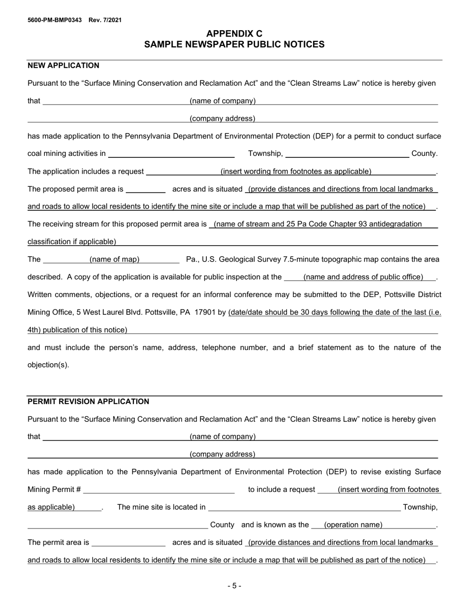 Instructions for Form 5600-PM-BMP0343 Anthracite Surface Mine Permit Application - Pennsylvania, Page 5
