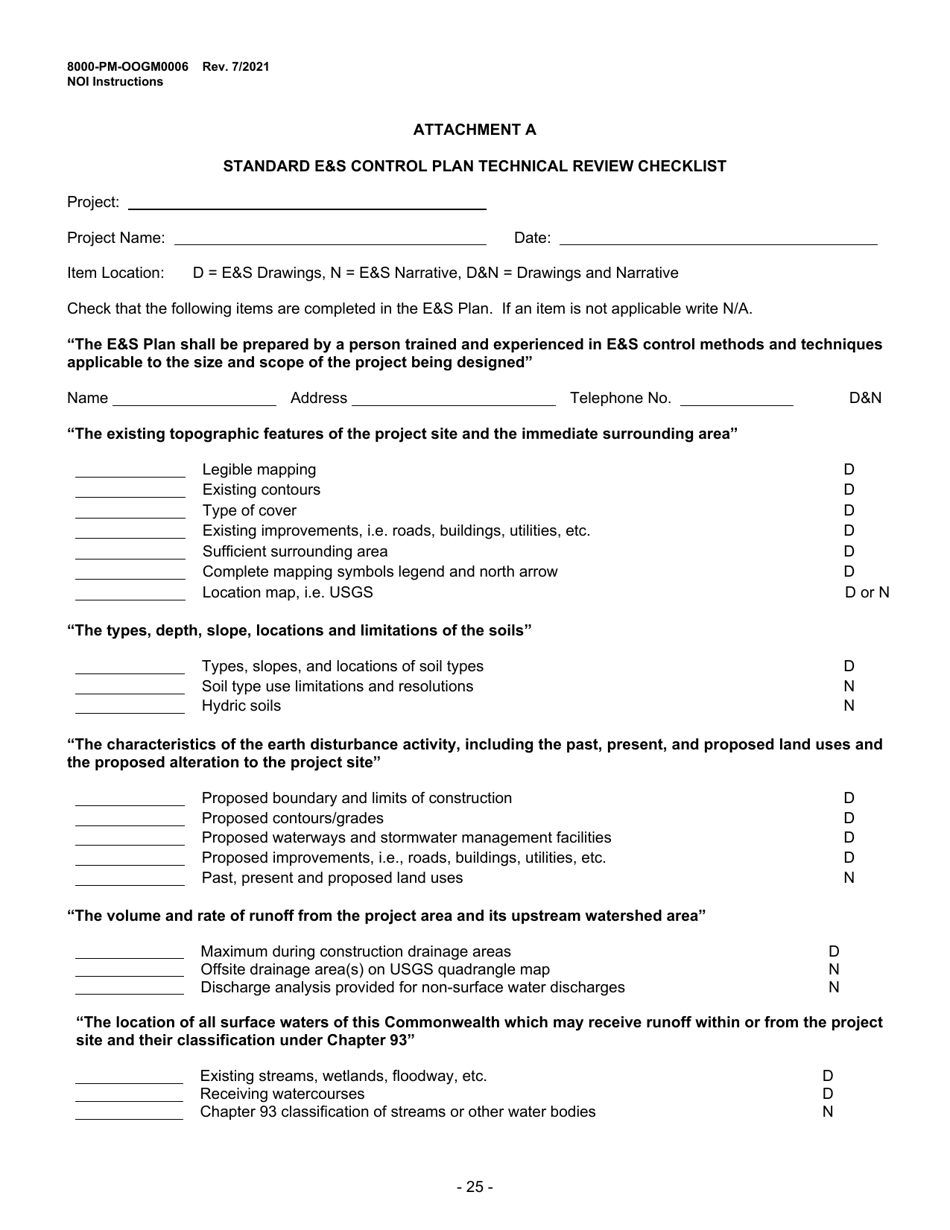 Instructions for Form 8000-PM-OOGM0006 Notice of Intent (Noi) for Coverage Under the Erosion and Sediment Control General Permit (Escgp-3) for Earth Disturbance Associated With Oil and Gas Exploration, Production, Processing, or Treatment Operations or Transmission Facilities - Pennsylvania, Page 25