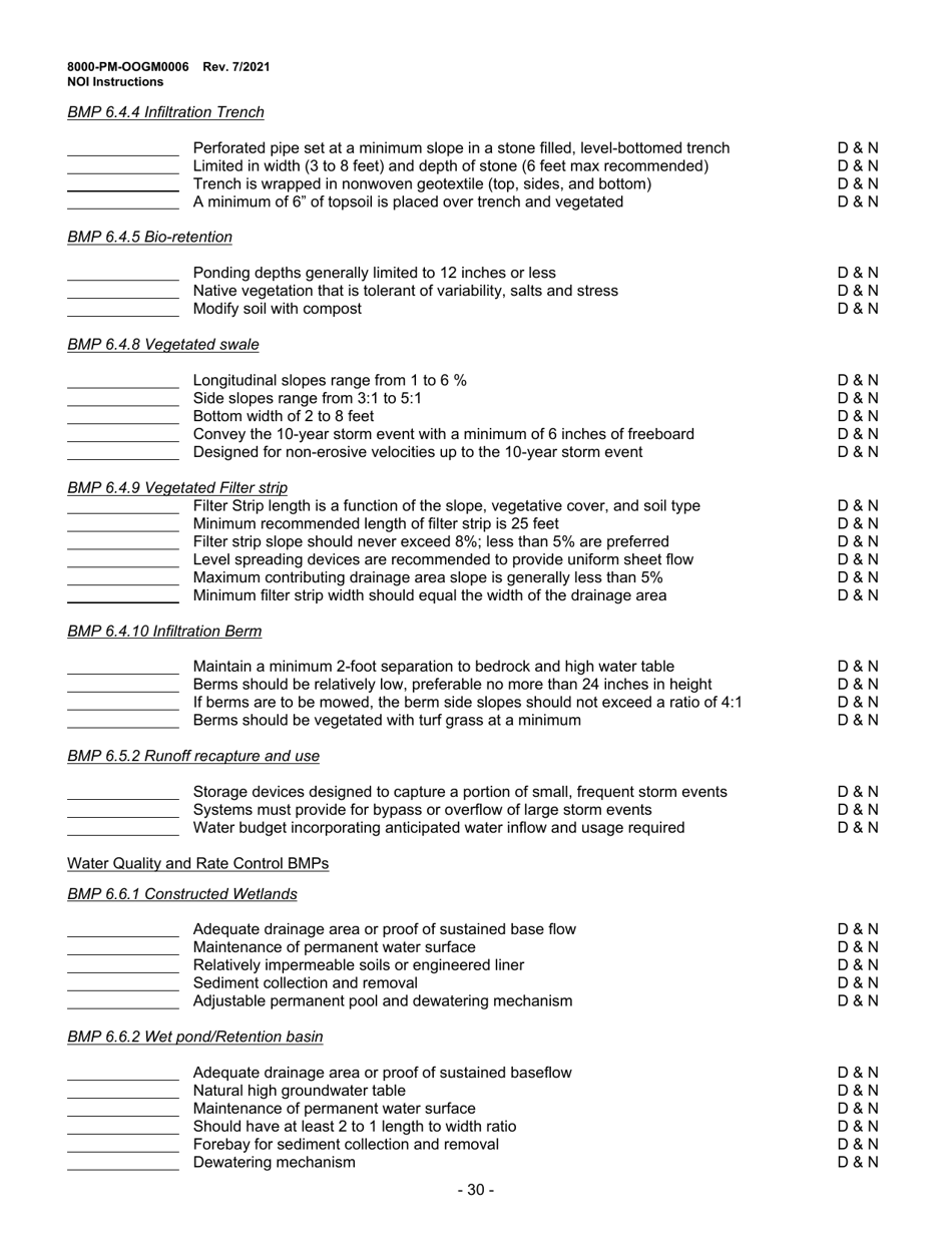 Instructions for Form 8000-PM-OOGM0006 Notice of Intent (Noi) for Coverage Under the Erosion and Sediment Control General Permit (Escgp-3) for Earth Disturbance Associated With Oil and Gas Exploration, Production, Processing, or Treatment Operations or Transmission Facilities - Pennsylvania, Page 30