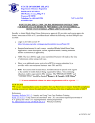 Document preview: Home State Application for Continuing Education Course Approval - Rhode Island