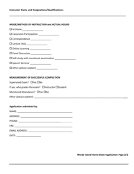 Home State Application for Continuing Education Course Approval - Rhode Island, Page 3