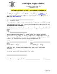 Document preview: Portable Electronics Vendor/Supplemental Application - Rhode Island