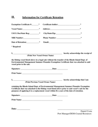 Summer Flounder Exemption Certificate Transfer Application - Rhode Island, Page 3
