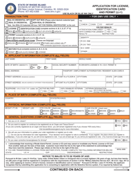 Form LI-1 &quot;Application for License, Identification Card and Permit&quot; - Rhode Island