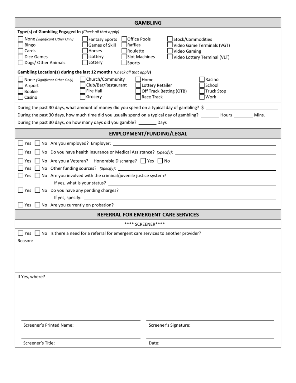 Form DDAP-EFM-1302 Gambling Screening Tool - Pennsylvania, Page 2