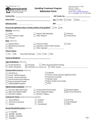 Form DDAP-EFM-1304 Gambling Admission Form - Pennsylvania
