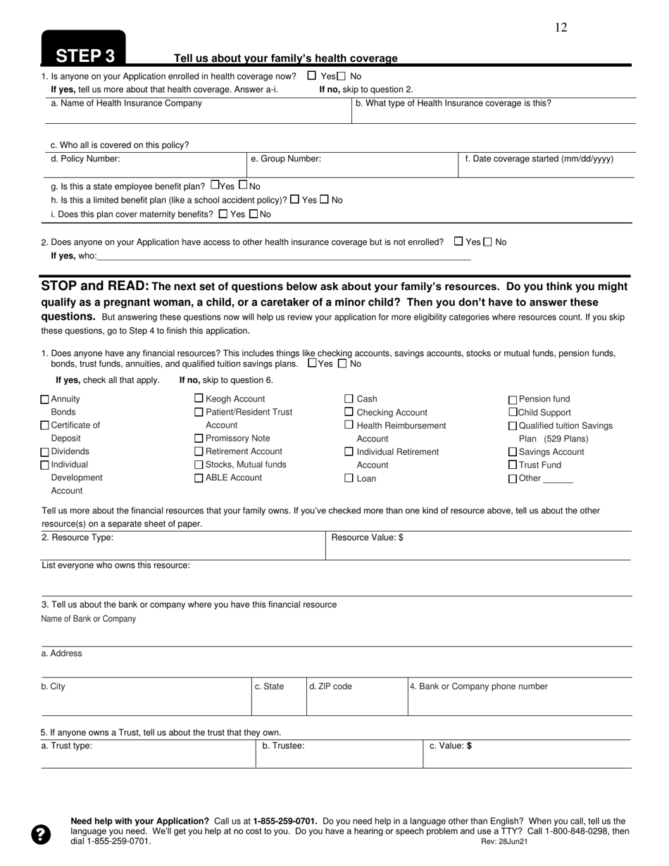 Application for Health Coverage  Help Paying Costs - Tennessee, Page 12