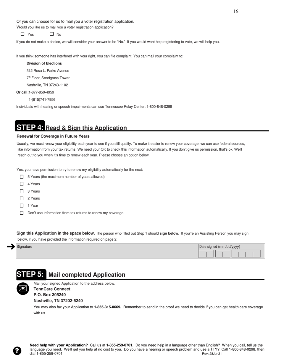 Application for Health Coverage  Help Paying Costs - Tennessee, Page 16