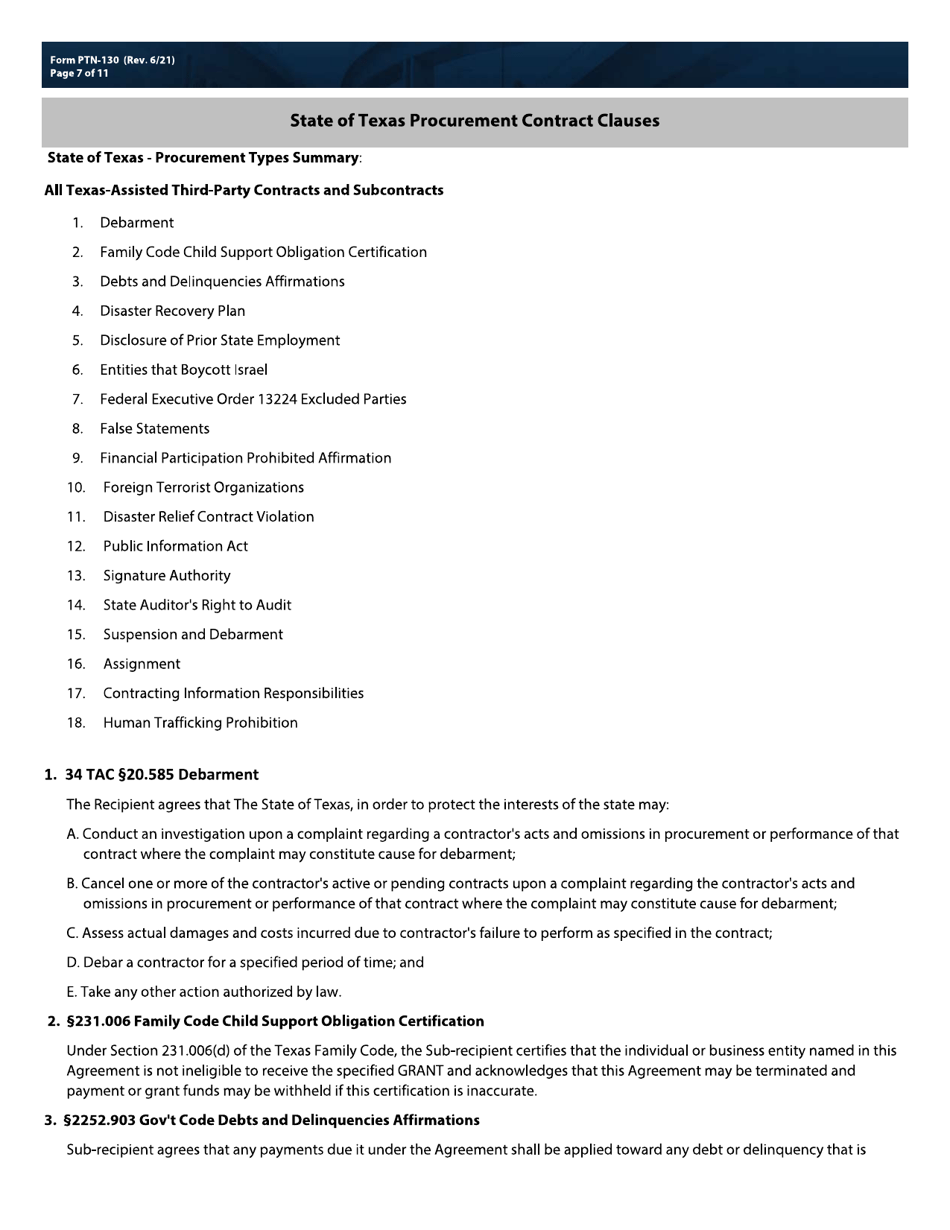 Form PTN-130 Consolidated Certification Form - Texas, Page 7