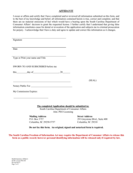 SCDCA Form PEO-08 Health Insurance Affidavit of Insurance - South Carolina, Page 2