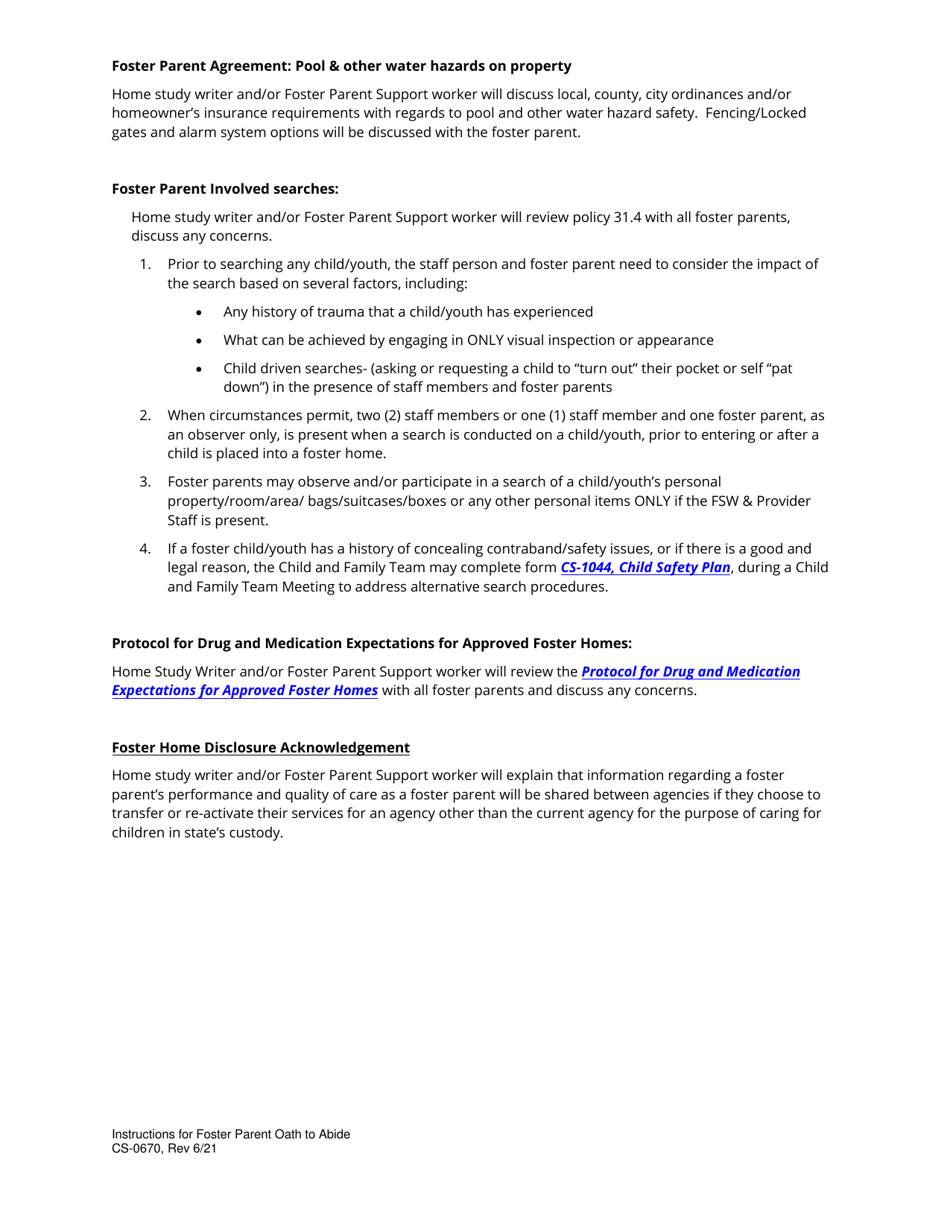 Form CS-0670 Foster Parent Oath to Abide - Tennessee, Page 5